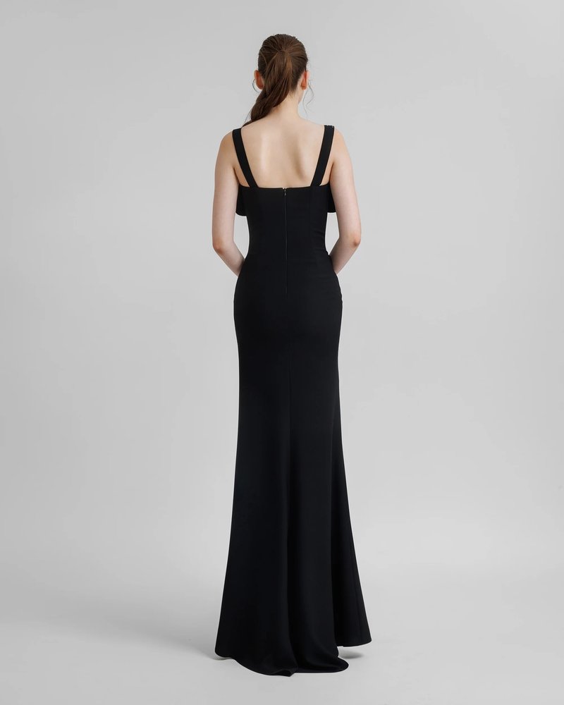 Black Cutout Strapless Gown H6516