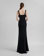 Black Cutout Strapless Gown H6516