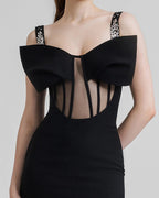 Black Cutout Strapless Gown H6516