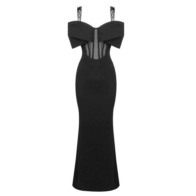 Black Cutout Strapless Gown H6516