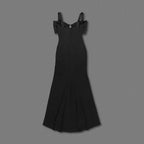 Black Cutout Strapless Gown H6516