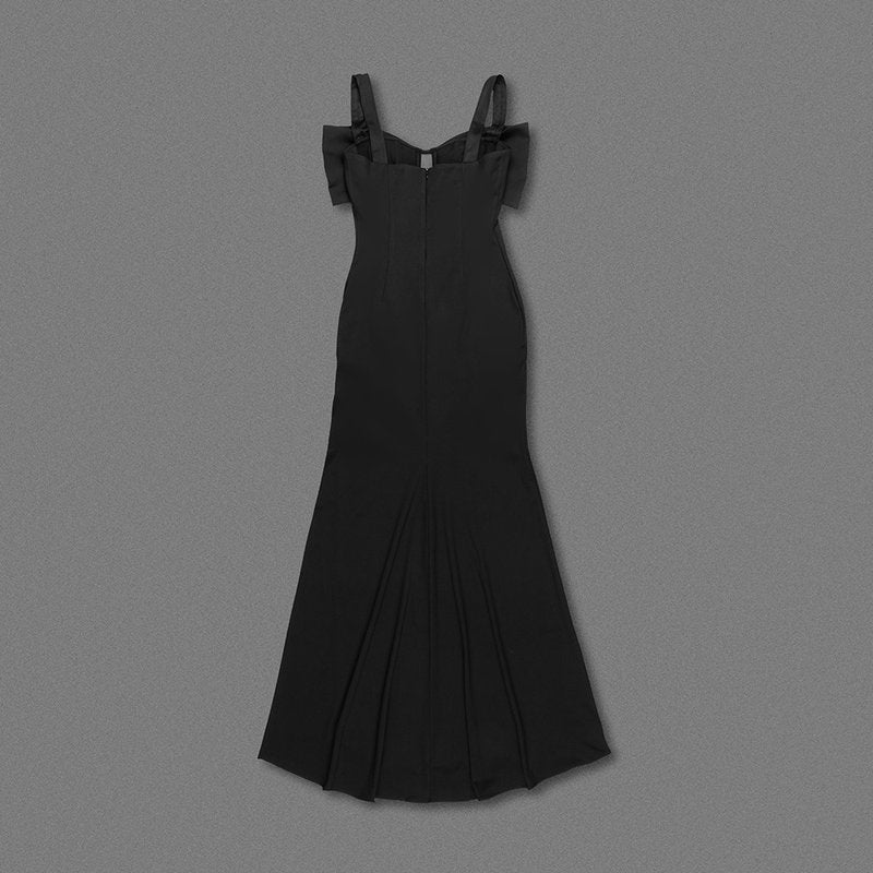 Black Cutout Strapless Gown H6516