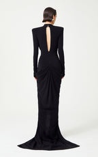 Black Deep V-Neck Embellished Gown H6546