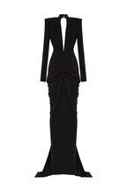 Black Deep V-Neck Embellished Gown H6546
