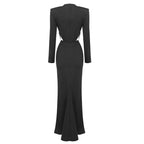 Black Draped Slit Maxi Dress H5808