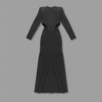 Black Draped Slit Maxi Dress H5808