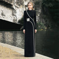 Black Embellished Asymmetric Maxi Dress H6646