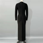 Black Embellished Asymmetric Maxi Dress H6646