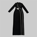 Black Embellished Asymmetric Maxi Dress H6646
