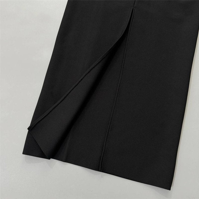 Black Embellished Asymmetric Maxi Dress H6646