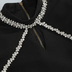Black Embellished Cape Bodysuit H6666