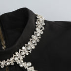 Black Embellished Cape Bodysuit H6666