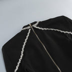 Black Embellished Cape Bodysuit H6666