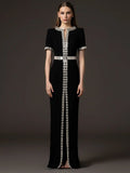 Black Embellished Chain Detail Gown H6736