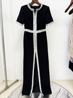 Black Embellished Chain Detail Gown H6736