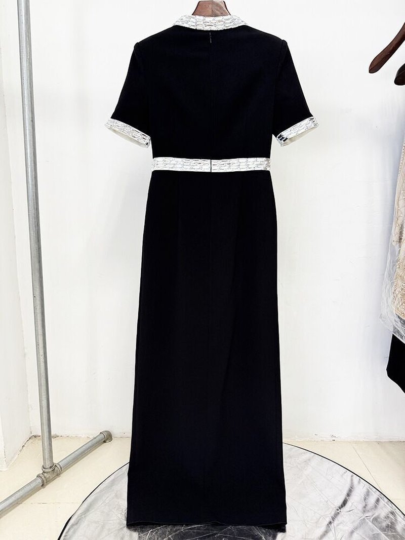 Black Embellished Chain Detail Gown H6736