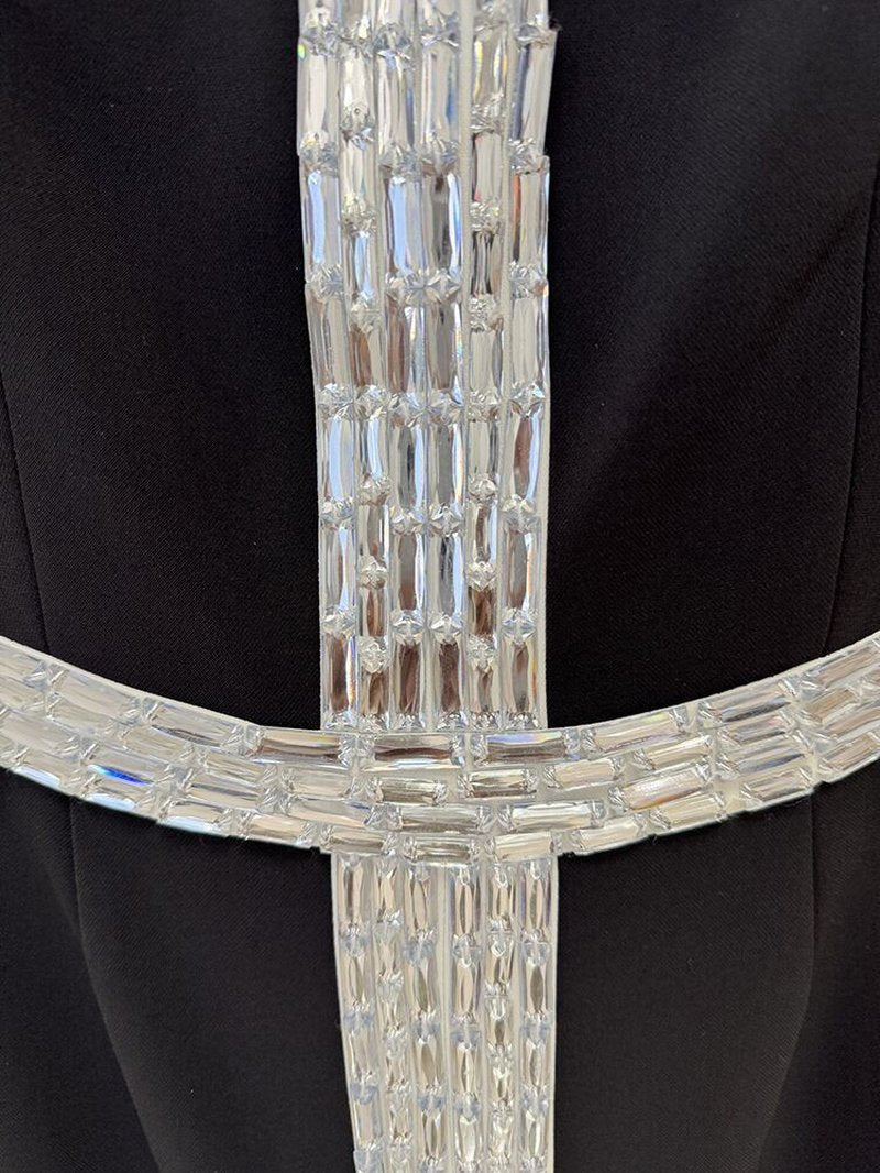 Black Embellished Chain Detail Gown H6736
