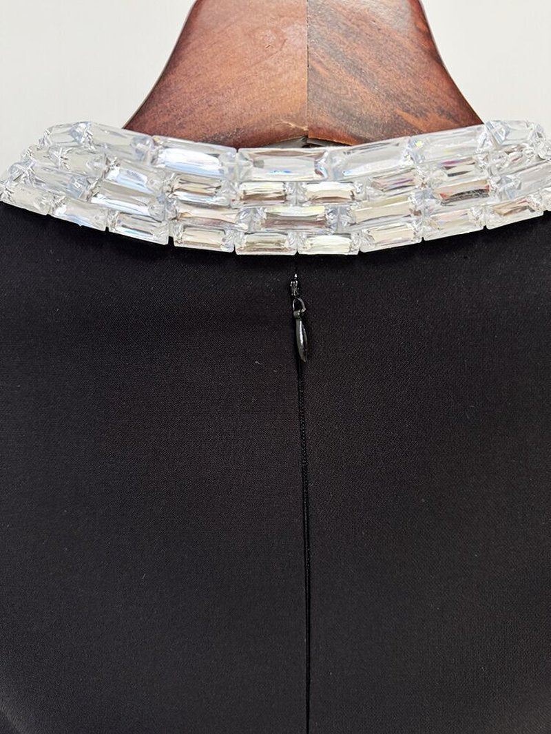 Black Embellished Chain Detail Gown H6736