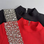 Black Embellished Crop Top & Skirt Set H6825