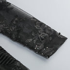 Black Embellished Floral Sheer Jumpsuit H6596