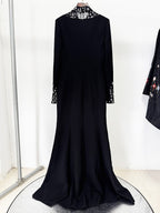 Black Embellished Long Sleeve Gown H6997