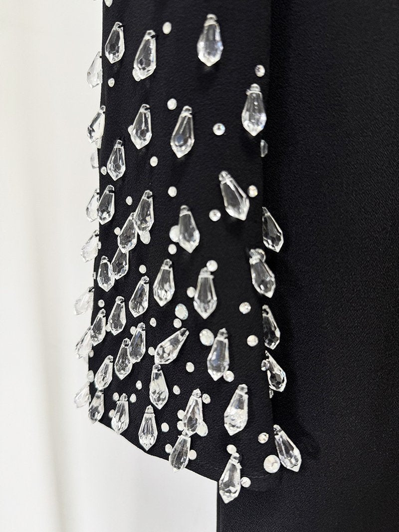 Black Embellished Long Sleeve Gown H6997