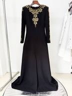 Black Embellished Long Sleeve Maxi Dress H6584