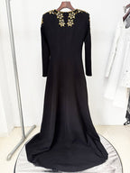 Black Embellished Long Sleeve Maxi Dress H6584