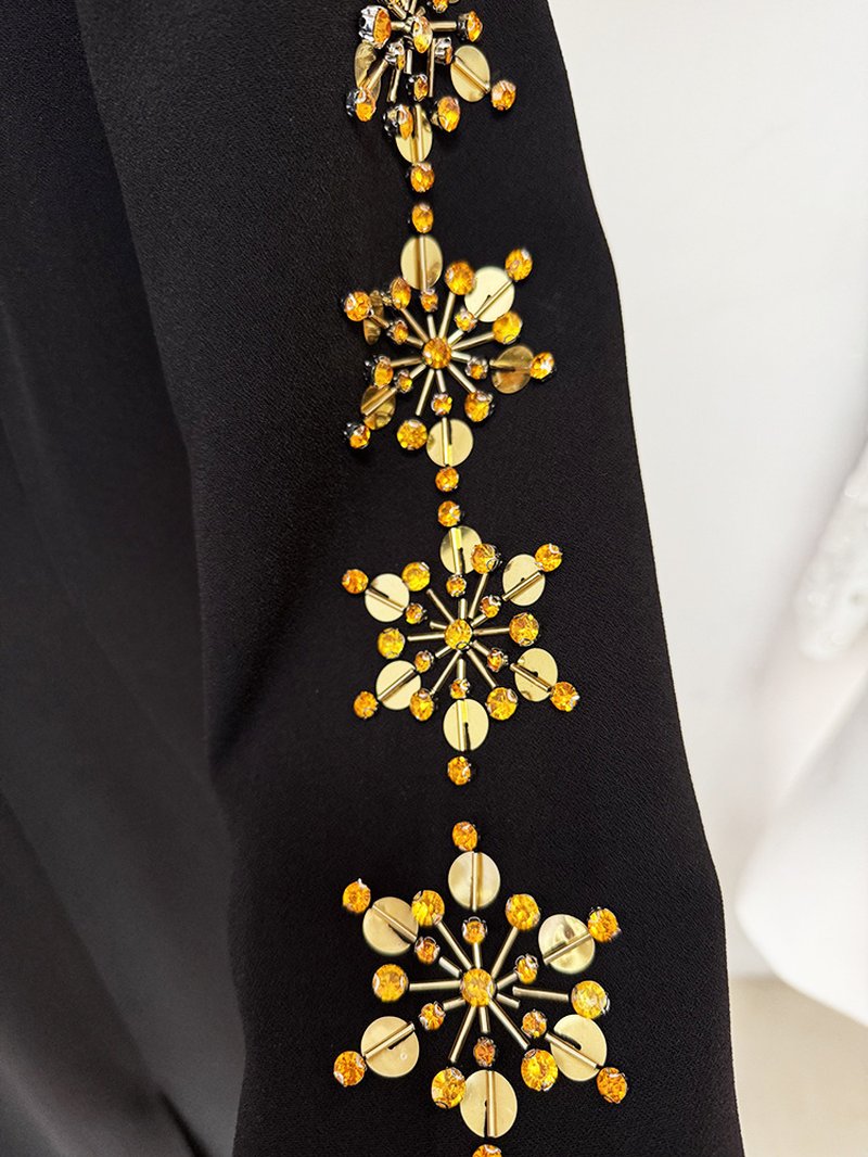Black Embellished Long Sleeve Maxi Dress H6584