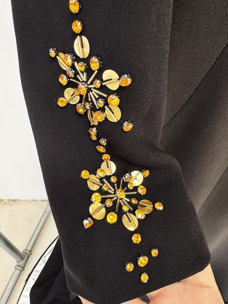 Black Embellished Long Sleeve Maxi Dress H6584