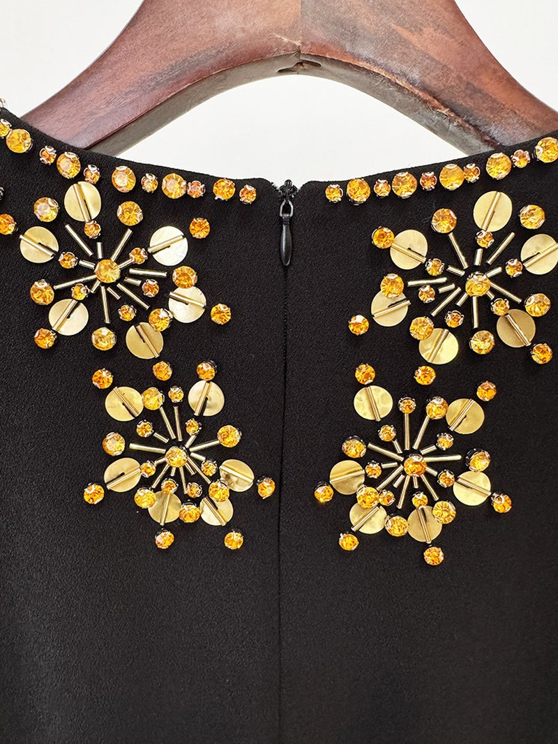 Black Embellished Long Sleeve Maxi Dress H6584
