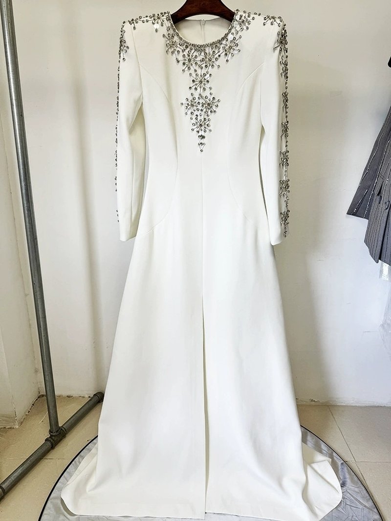 Black Embellished Long Sleeve Maxi Dress H6584