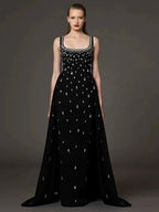 Black Embellished Sleeveless Maxi Dress H6586