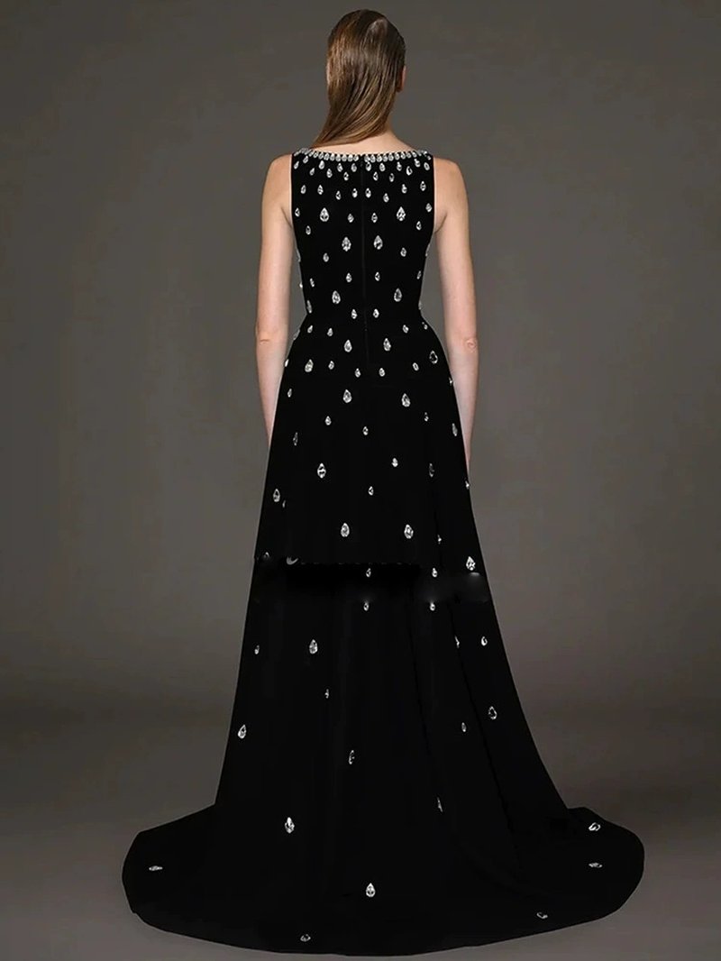 Black Embellished Sleeveless Maxi Dress H6586