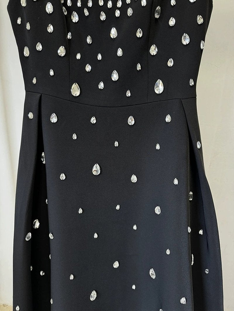 Black Embellished Sleeveless Maxi Dress H6586