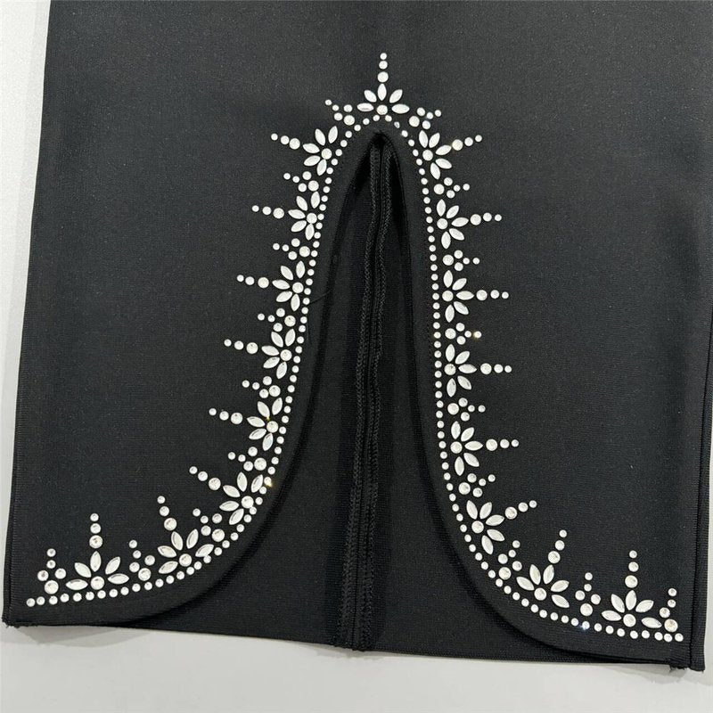 Black Embellished Sleeveless Midi Dress H6793