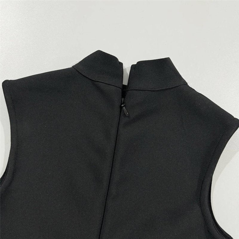 Black Embellished Sleeveless Midi Dress H6793