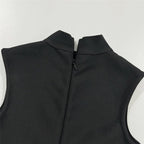 Black Embellished Sleeveless Midi Dress H6793