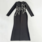 Black Embellished Spiderweb Mermaid Dress H6807