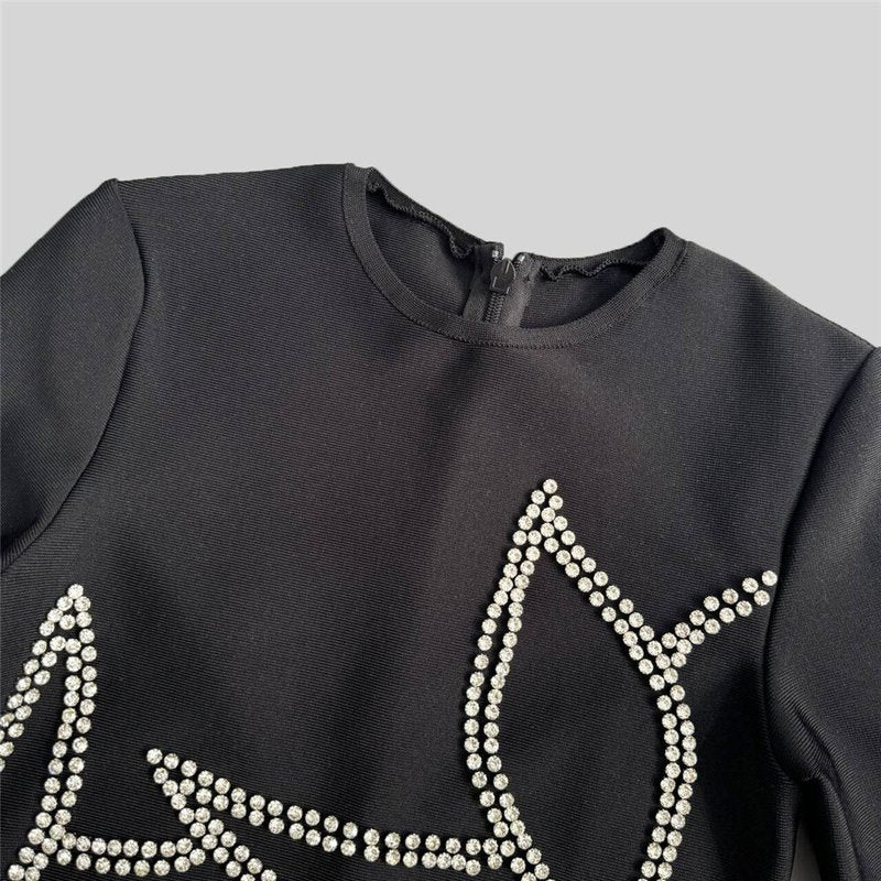 Black Embellished Spiderweb Mermaid Dress H6807