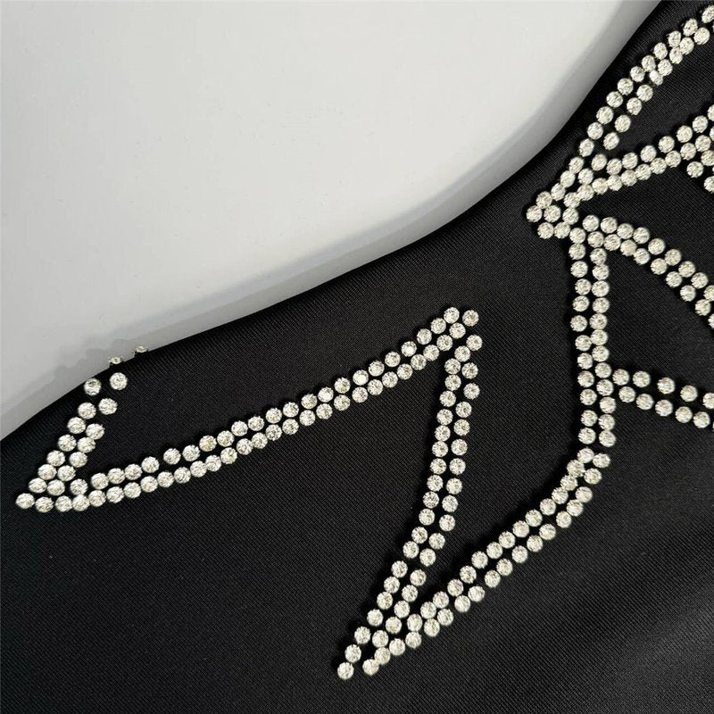 Black Embellished Spiderweb Mermaid Dress H6807