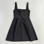 Black Embellished Square Neck Mini Dress H6803