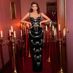 Black Embellished Strapless Gown H6792