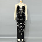 Black Embellished Strapless Gown H6792