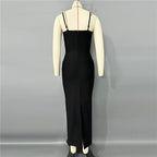 Black Embellished Strapless Gown H6792