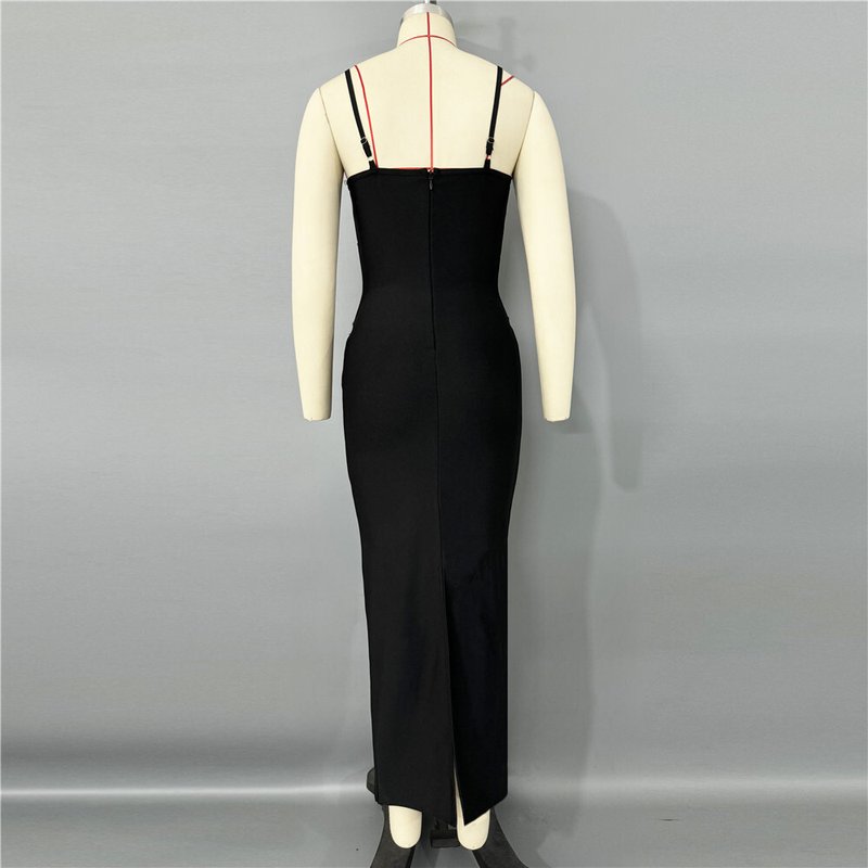 Black Embellished Strapless Gown H6792
