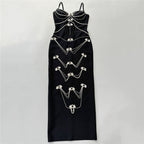 Black Embellished Strapless Gown H6792