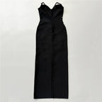 Black Embellished Strapless Gown H6792