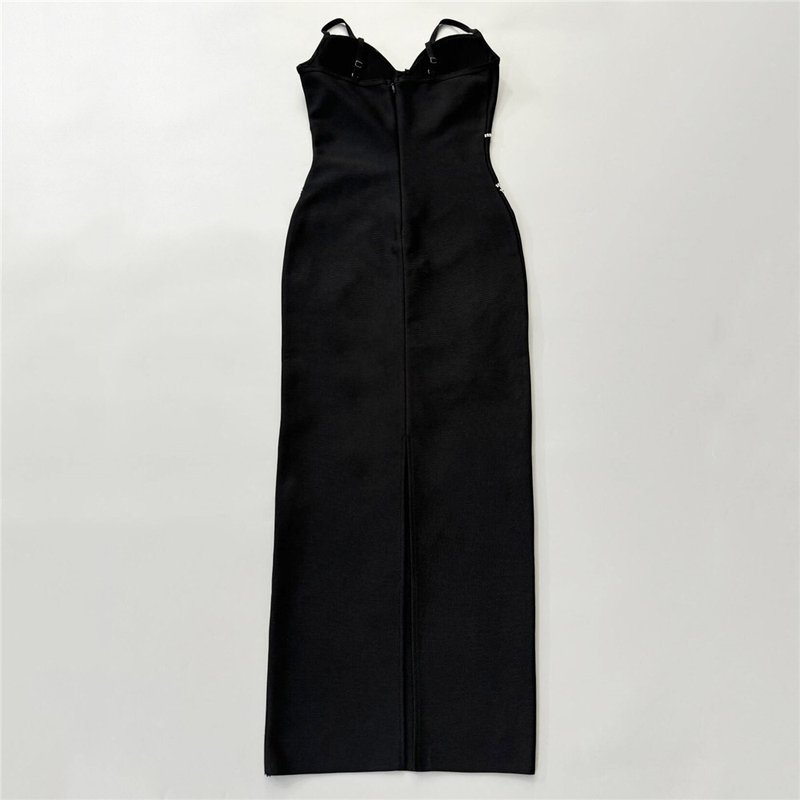 Black Embellished Strapless Gown H6792