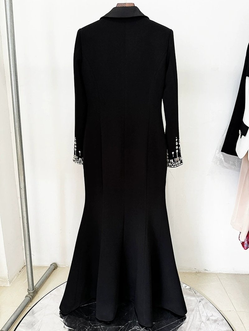 Black Embellished Tuxedo Maxi Dress H6464